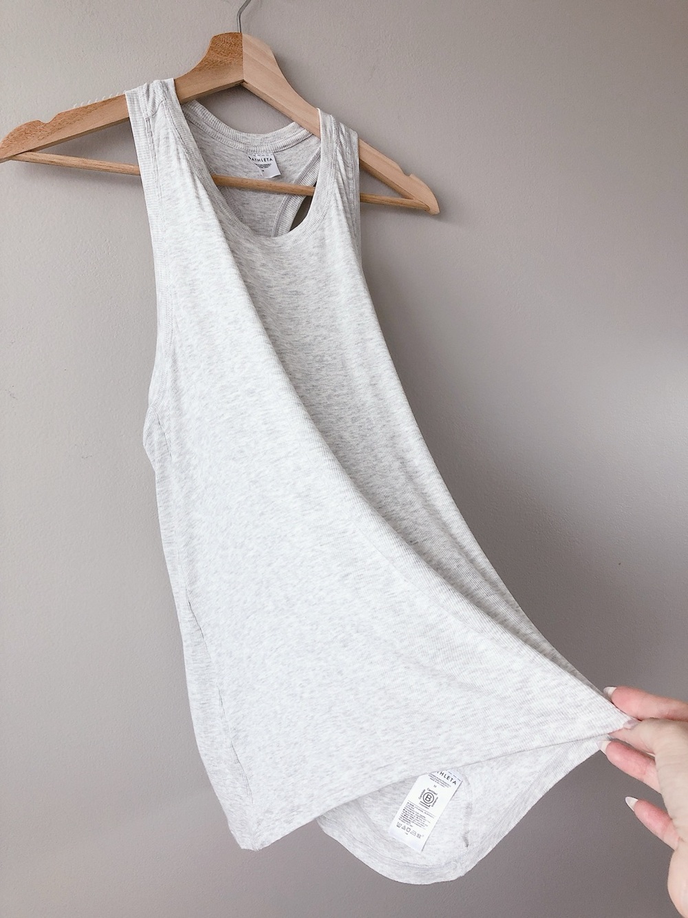 Athleta Heathered Light Gray Racerback Tank Top lightweight athleisure shirt - Picture 2 of 11